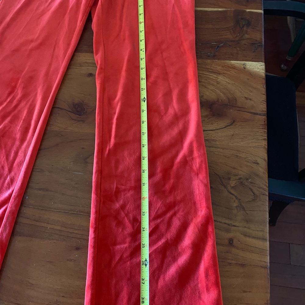 Juicy Couture Red Velour‎ Pants rhinestone logo size small - Picture 6 of 6